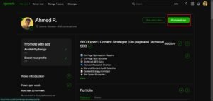 Profile Settings Option in Upwork