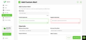 Enabling Custom Alerts in UpAlerts to get jobs